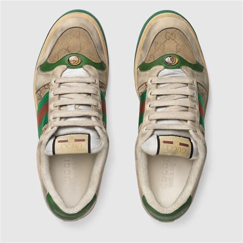 sneaker bianche gucci leone|Sneaker Screener GG in pelle bianca e tessuto .